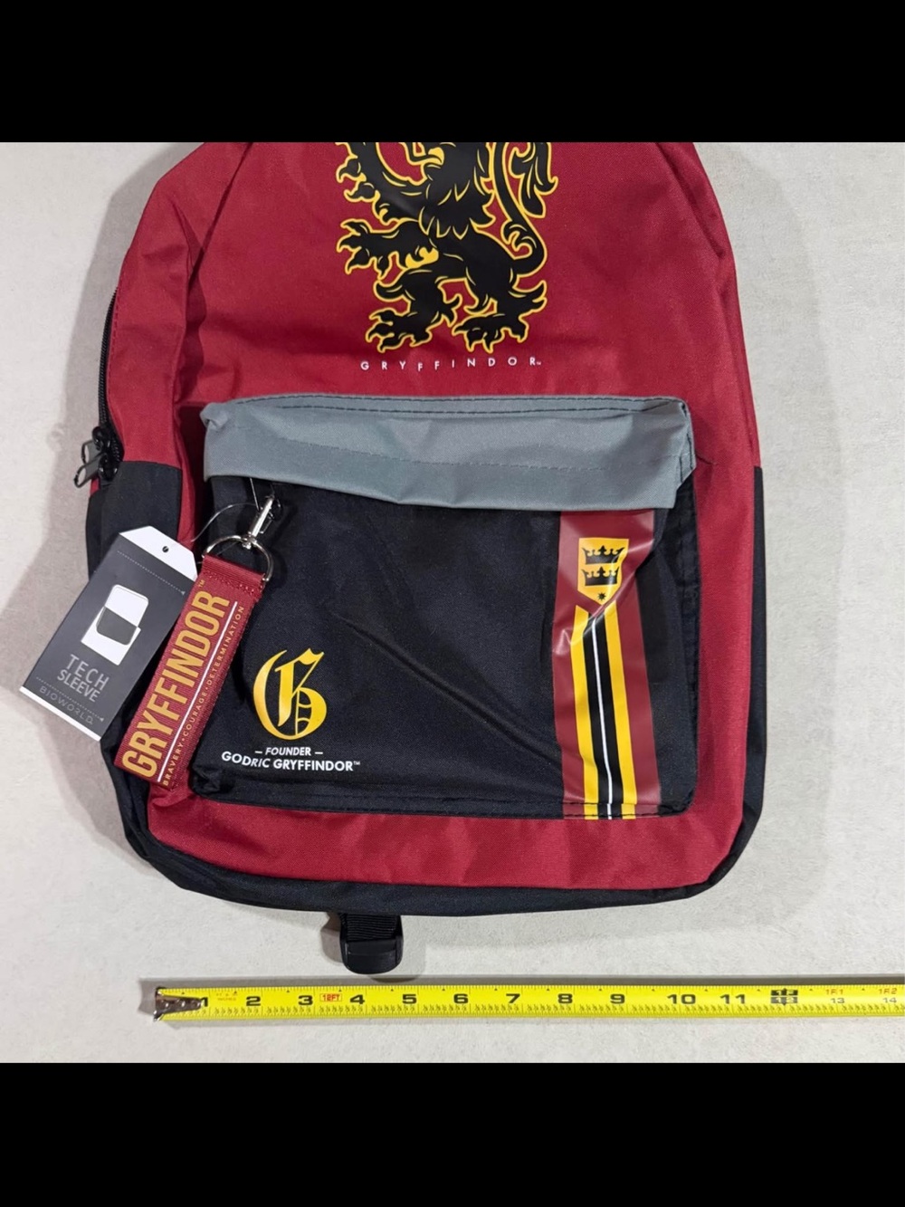 Bioworld Gryffindor Red, Black & Gray Backpack with Crest Accent